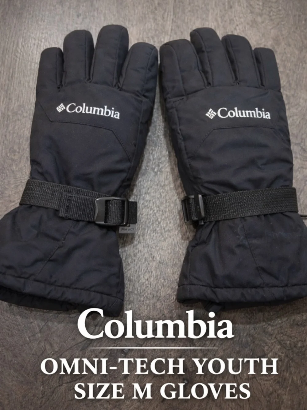 Columbia Omni Tech Youth M Winter Gloves Black Waterproof Ski Snow